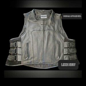 Dream Apparel leather motorcycle riding vest 5XL Black